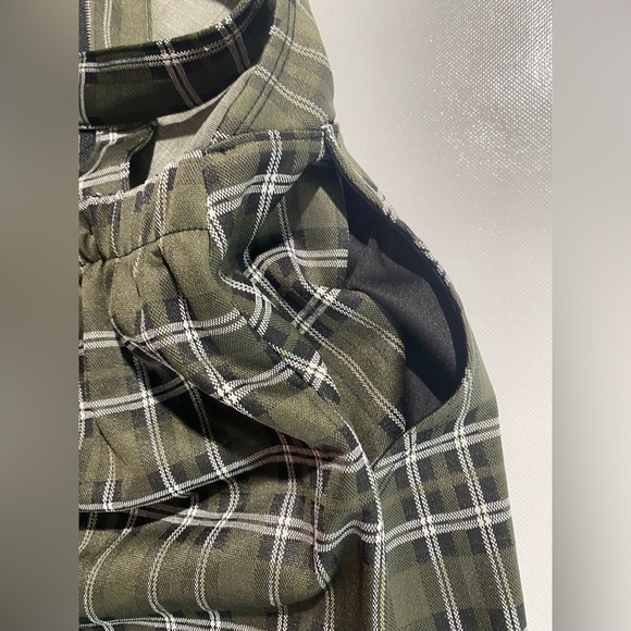 NEW- Womens Honey & Sparkle Strapped Dress - Zip Front- Green Plaid - Picture 5 of 11